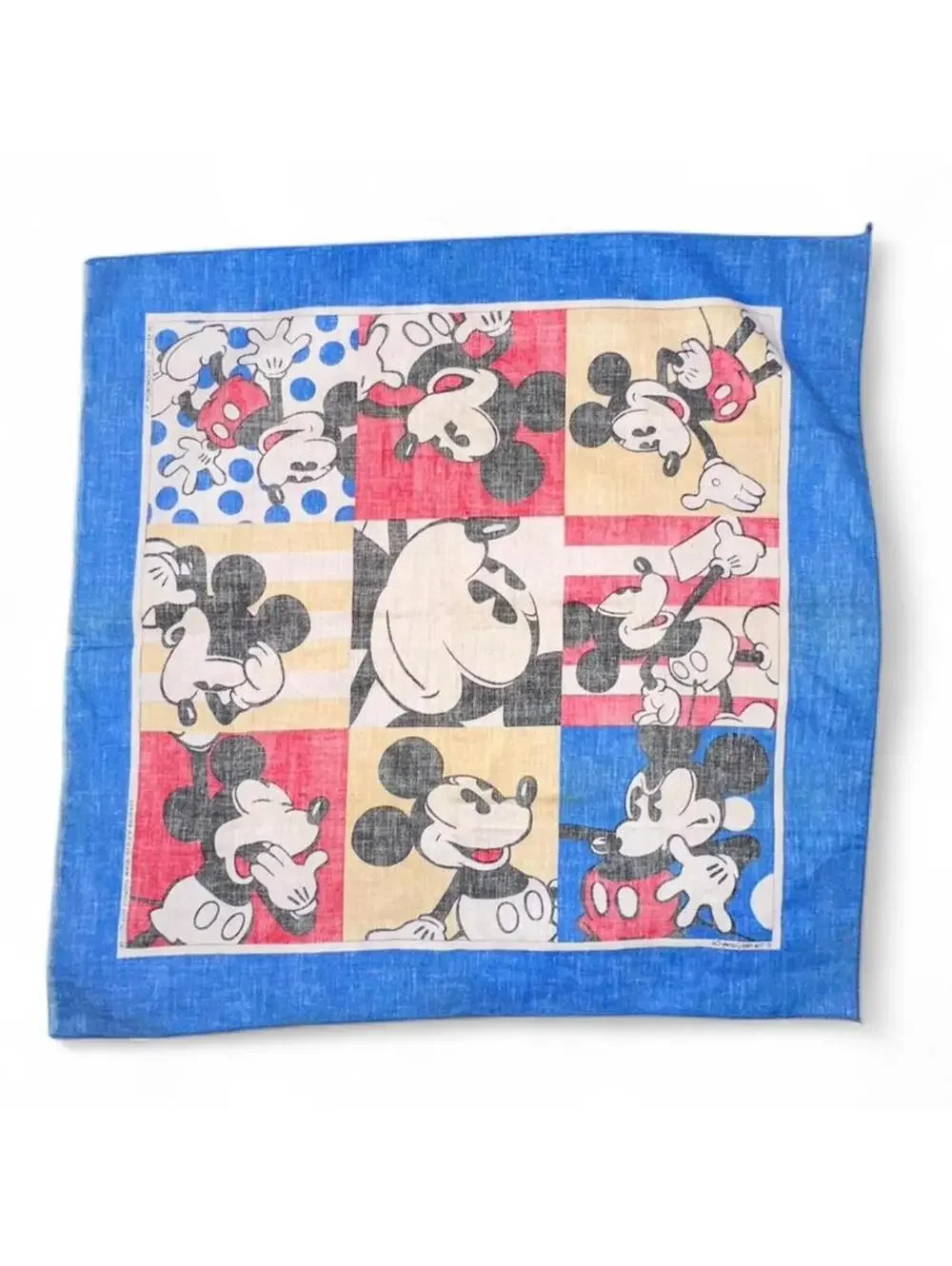 Vintage 1980s Disney Mickey Mouse Pop Art Bandana USA Made 22x22
